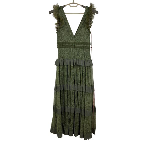 Lulus Marvelous Darling Olive Lace Ruffled Tiered Maxi Dress NEW Medium Prom - Picture 4 of 11